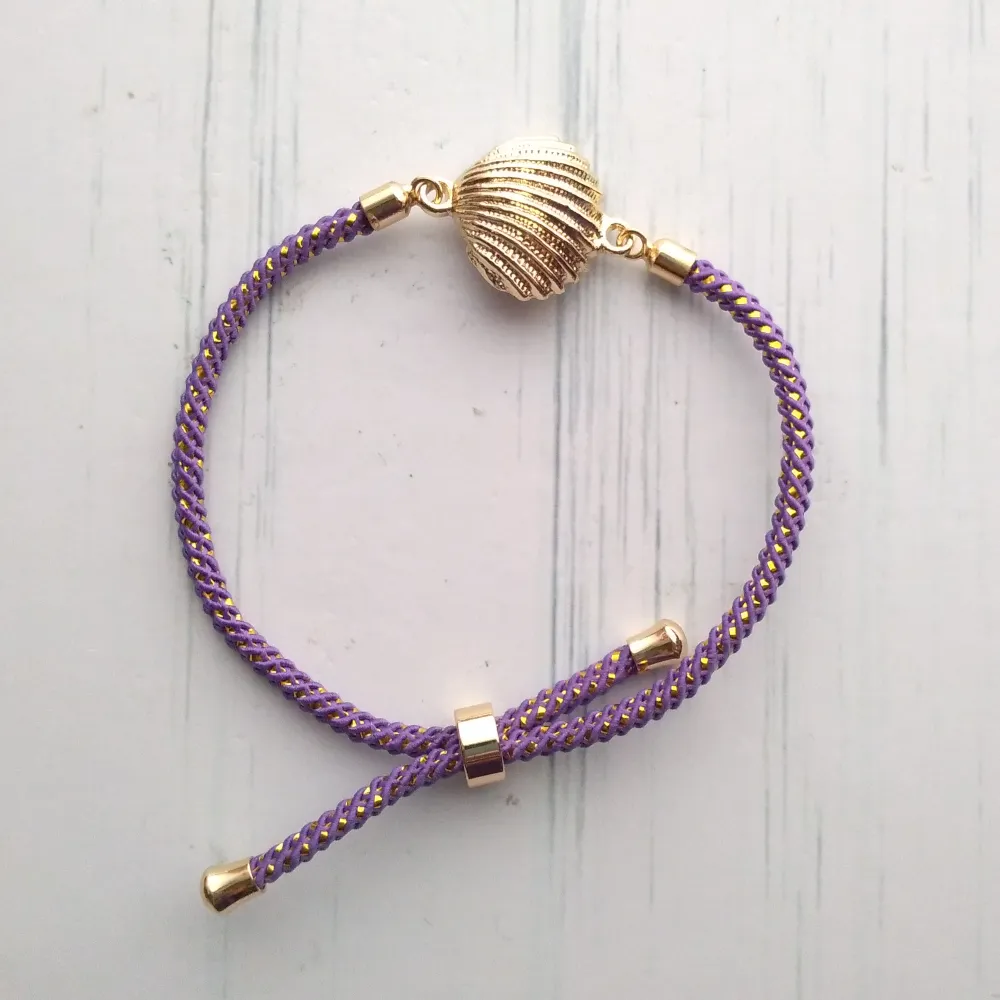 Olivia 2 Clamshell Metallic Cord Slider Bracelet