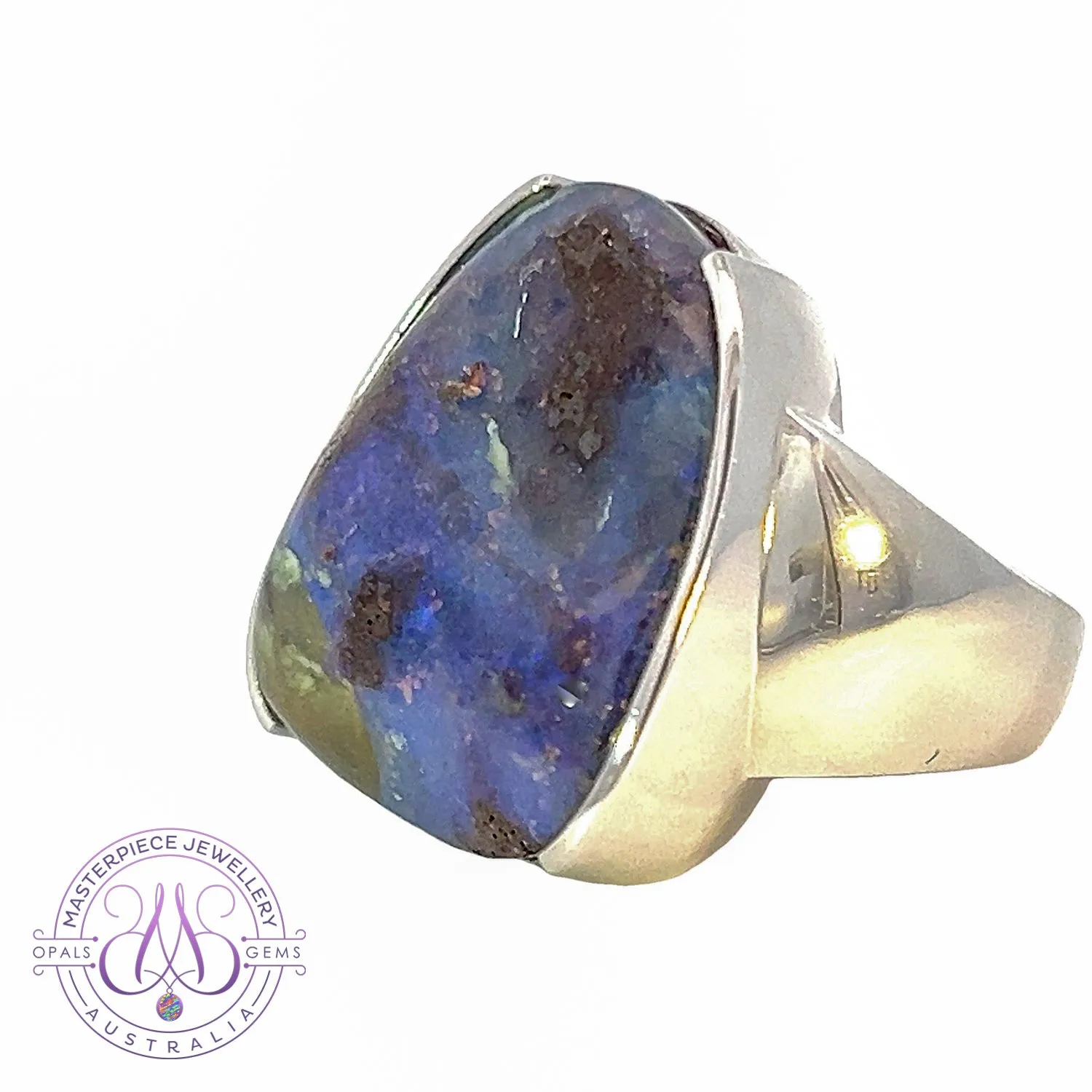 One Sterling Silver Boulder Opal 24.98ct ring