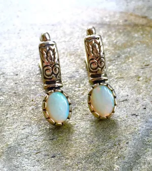 Opal Boho Earrings - Fire Opal Earrings  - Opal Long Studs