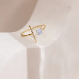 Opal CZ Bar Ring