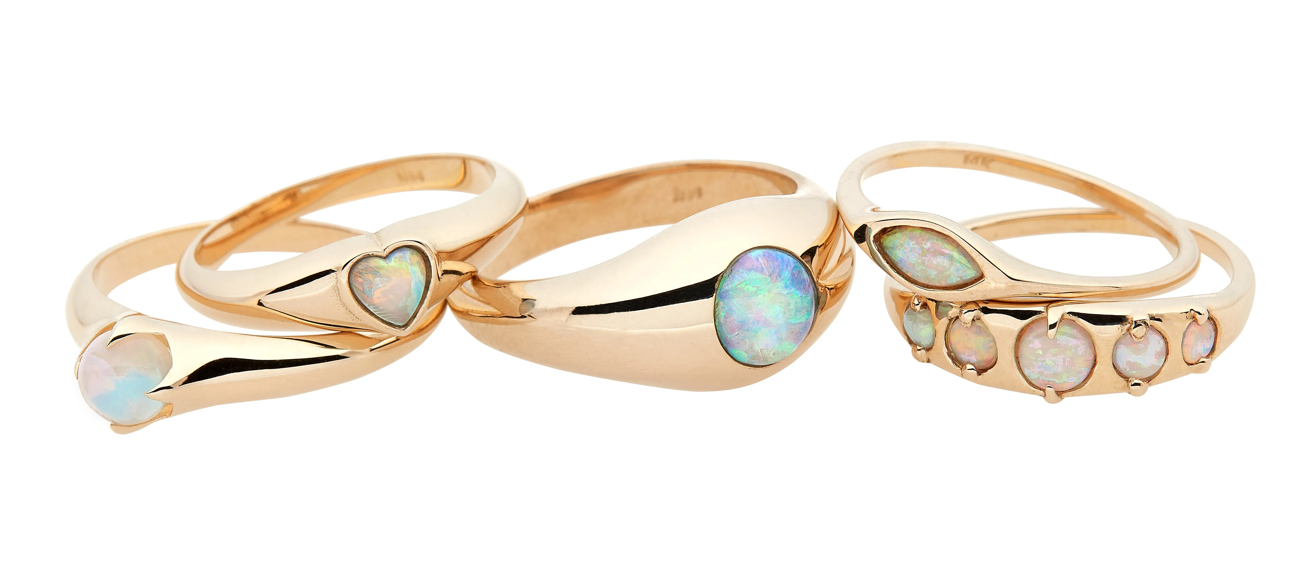 Opal Heart Signet Ring