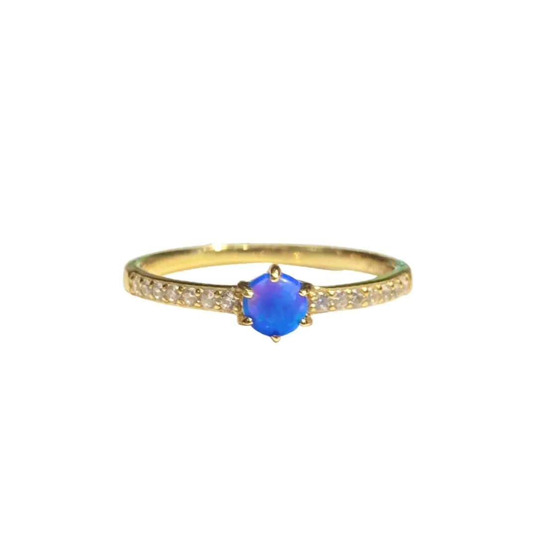 Opaline Half Sparkle Blue Opal Ring