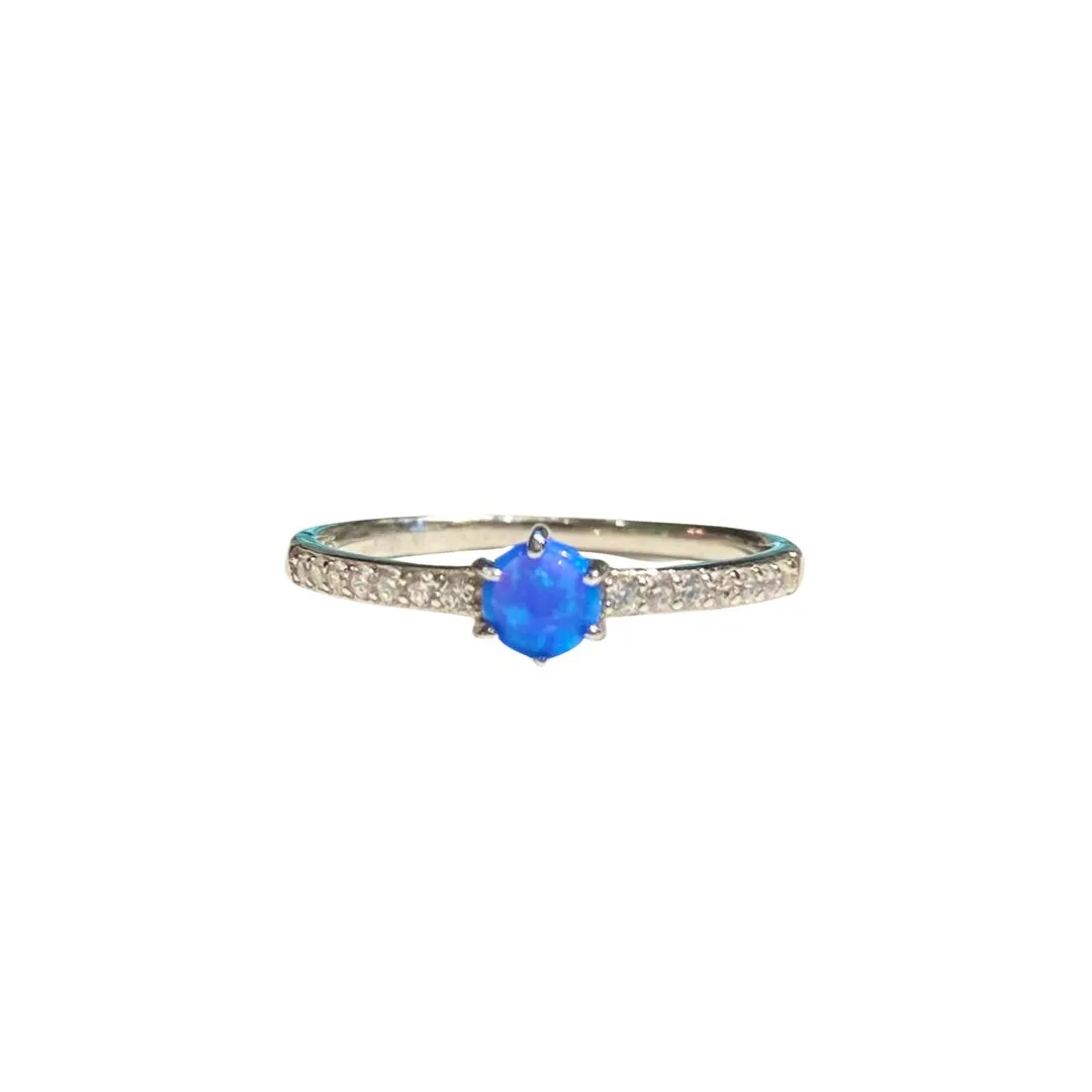 Opaline Half Sparkle Blue Opal Ring