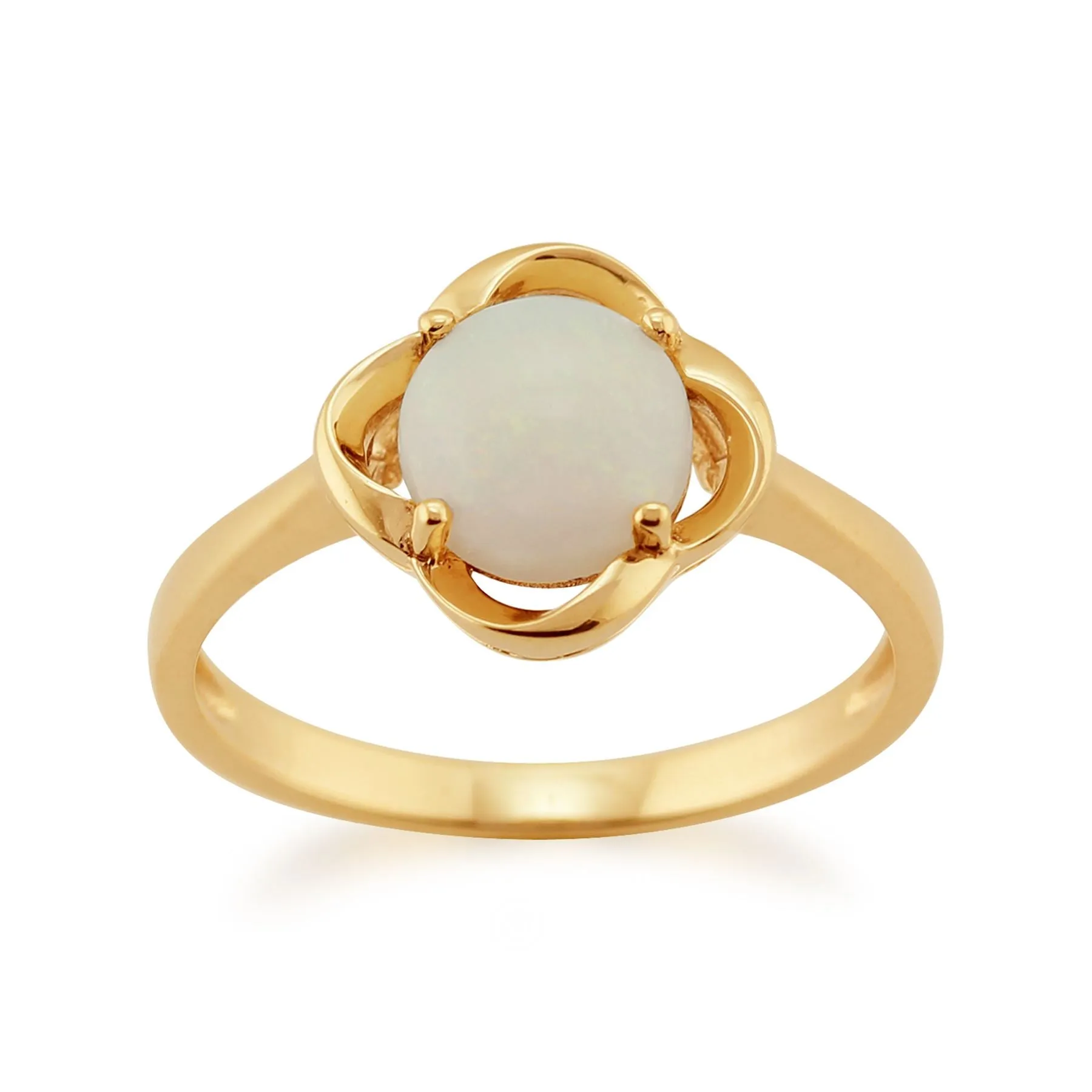 Opalring, 9ct Gelbgold 0.63ct 4 Klaue Satz Opal Cabochon Einzeln Stein Ring