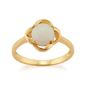 Opalring, 9ct Gelbgold 0.63ct 4 Klaue Satz Opal Cabochon Einzeln Stein Ring