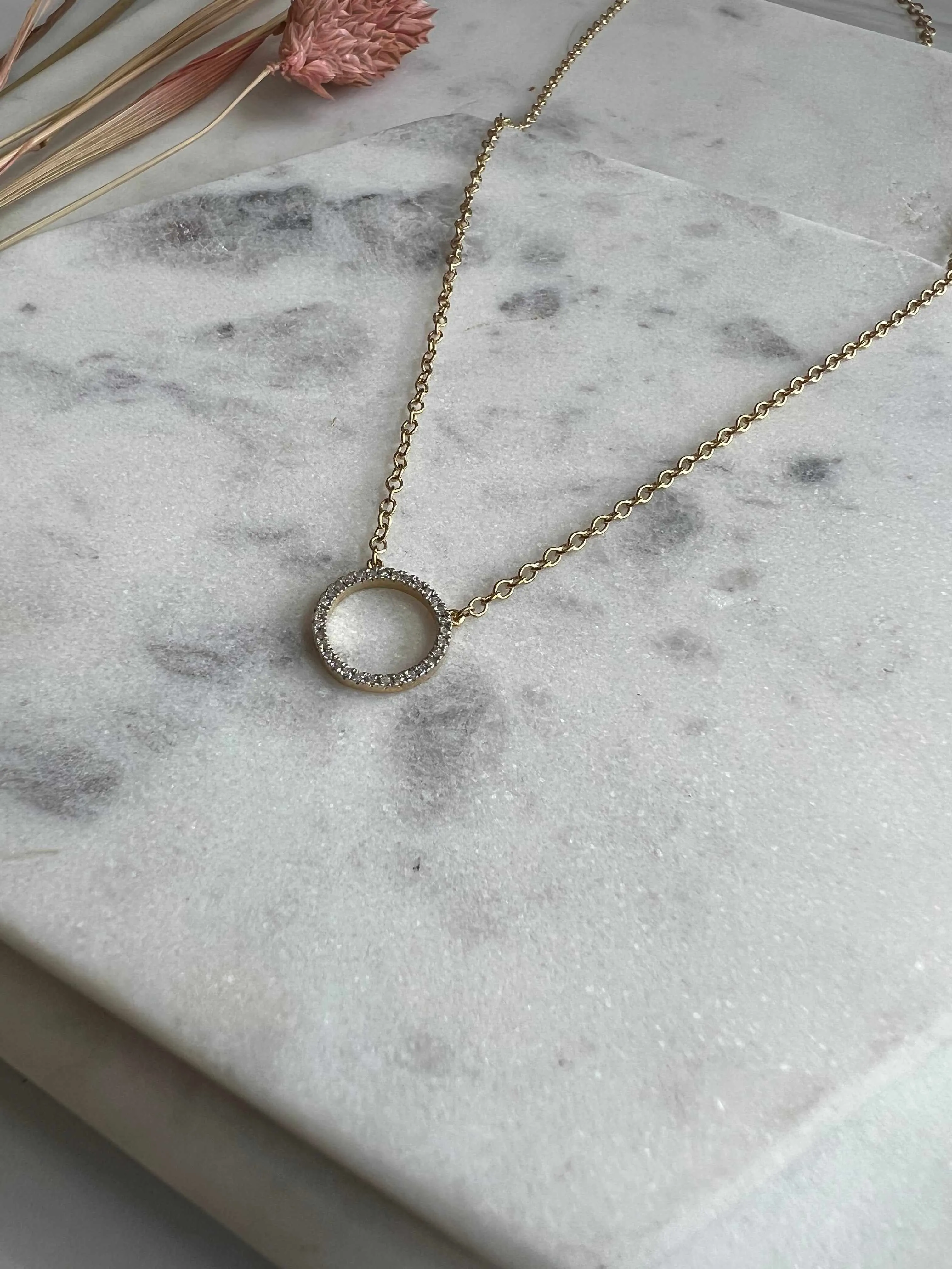 Open Circle Diamond Necklace