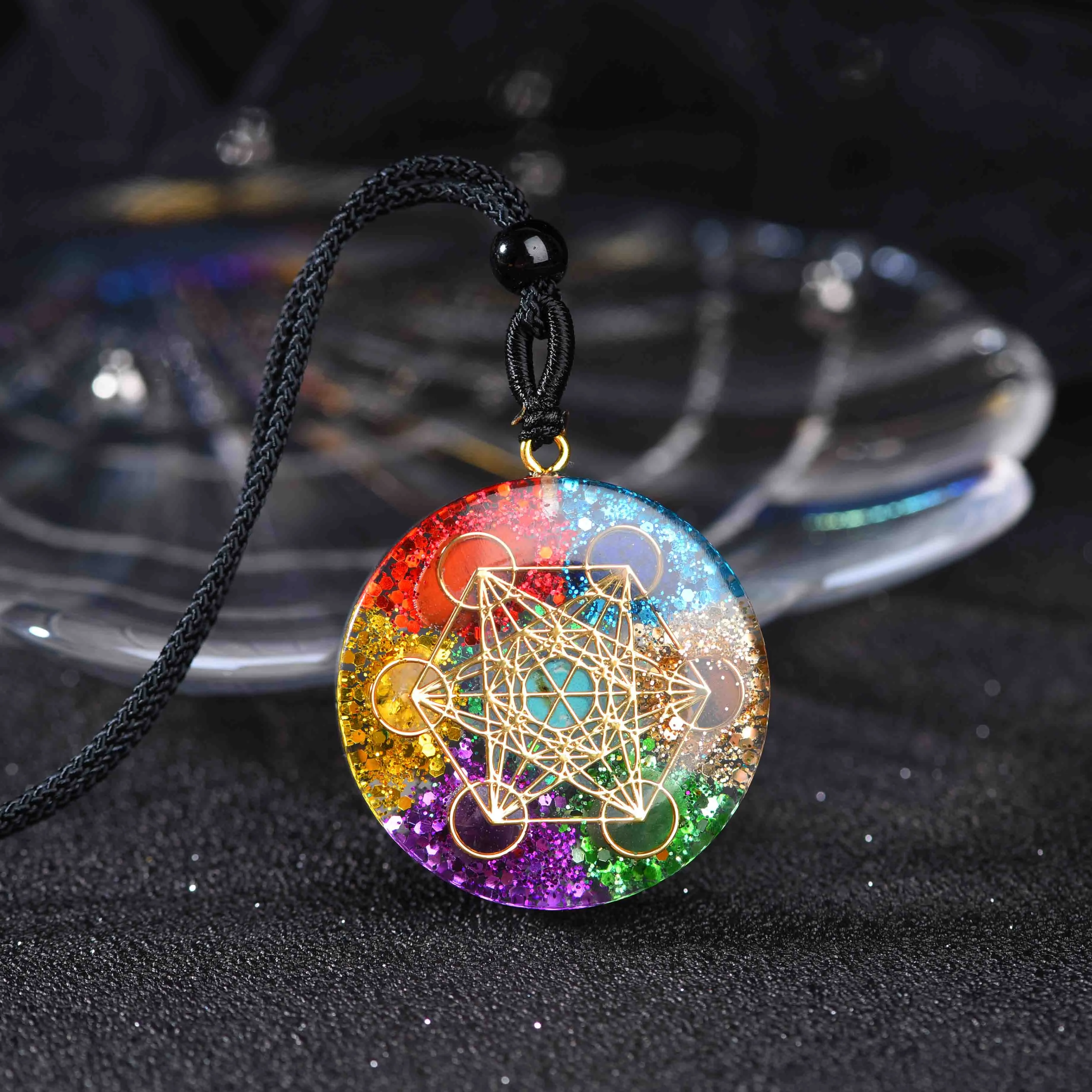 Orgonite Pendant Sri Yantra Necklace Sacred Geometry Chakra Energy Necklace Meditation Jewelry For Men Women