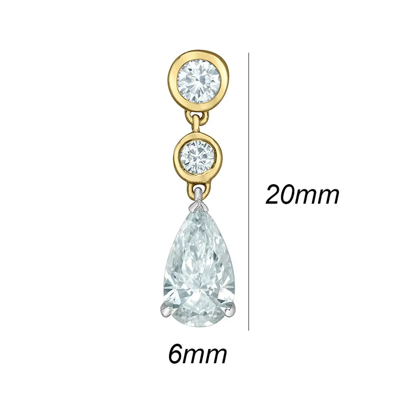 Pear & Round Diamond Drop Earrings