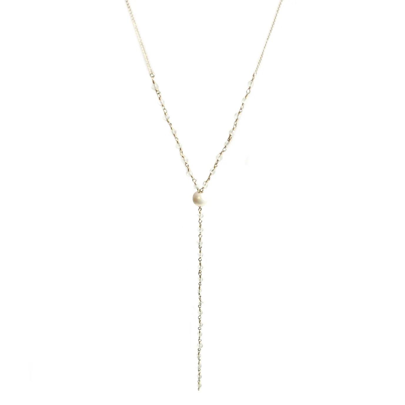 Pearl   Crystal Chain 'Y' Necklace