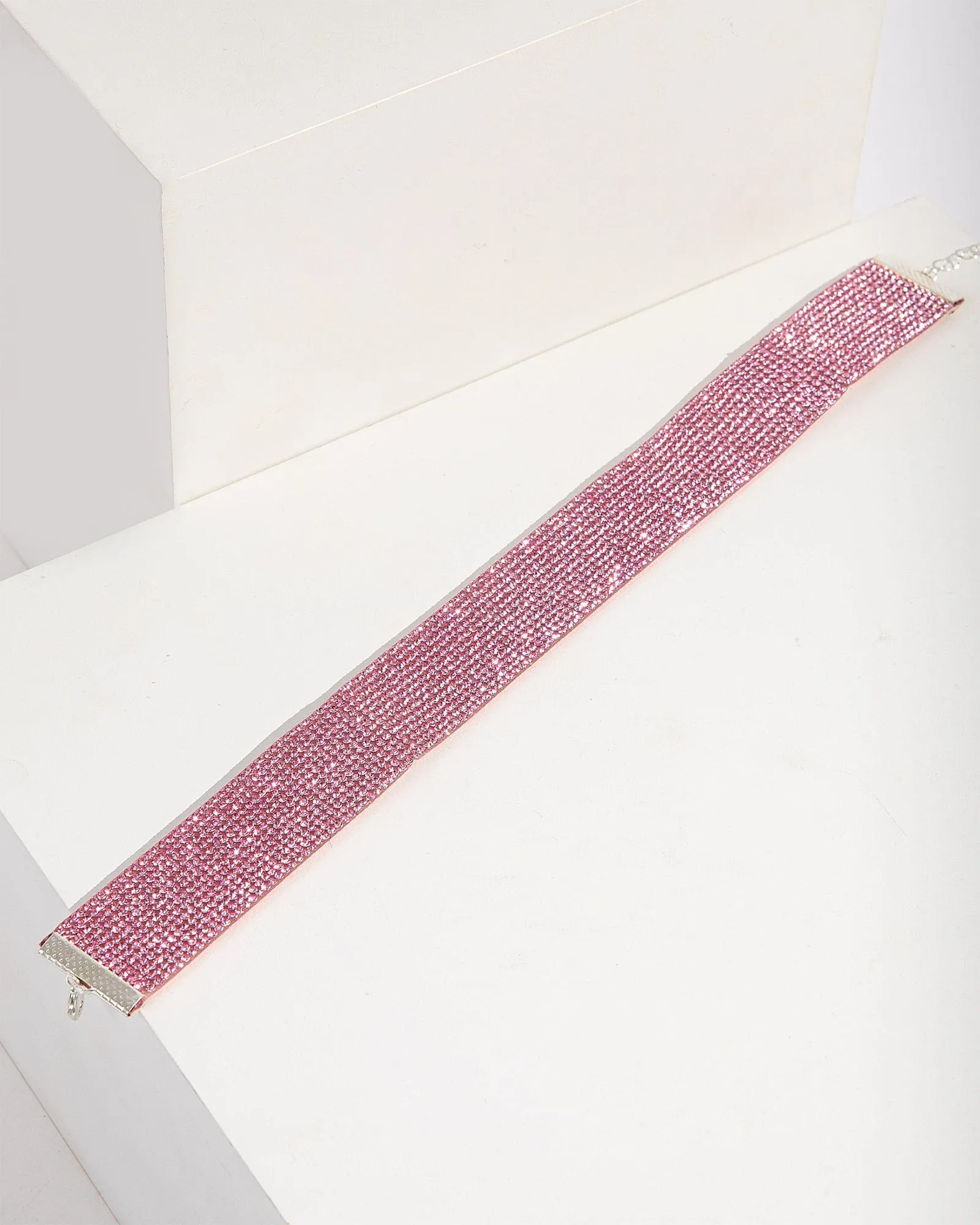 Pink Crystal Material Choker Necklace