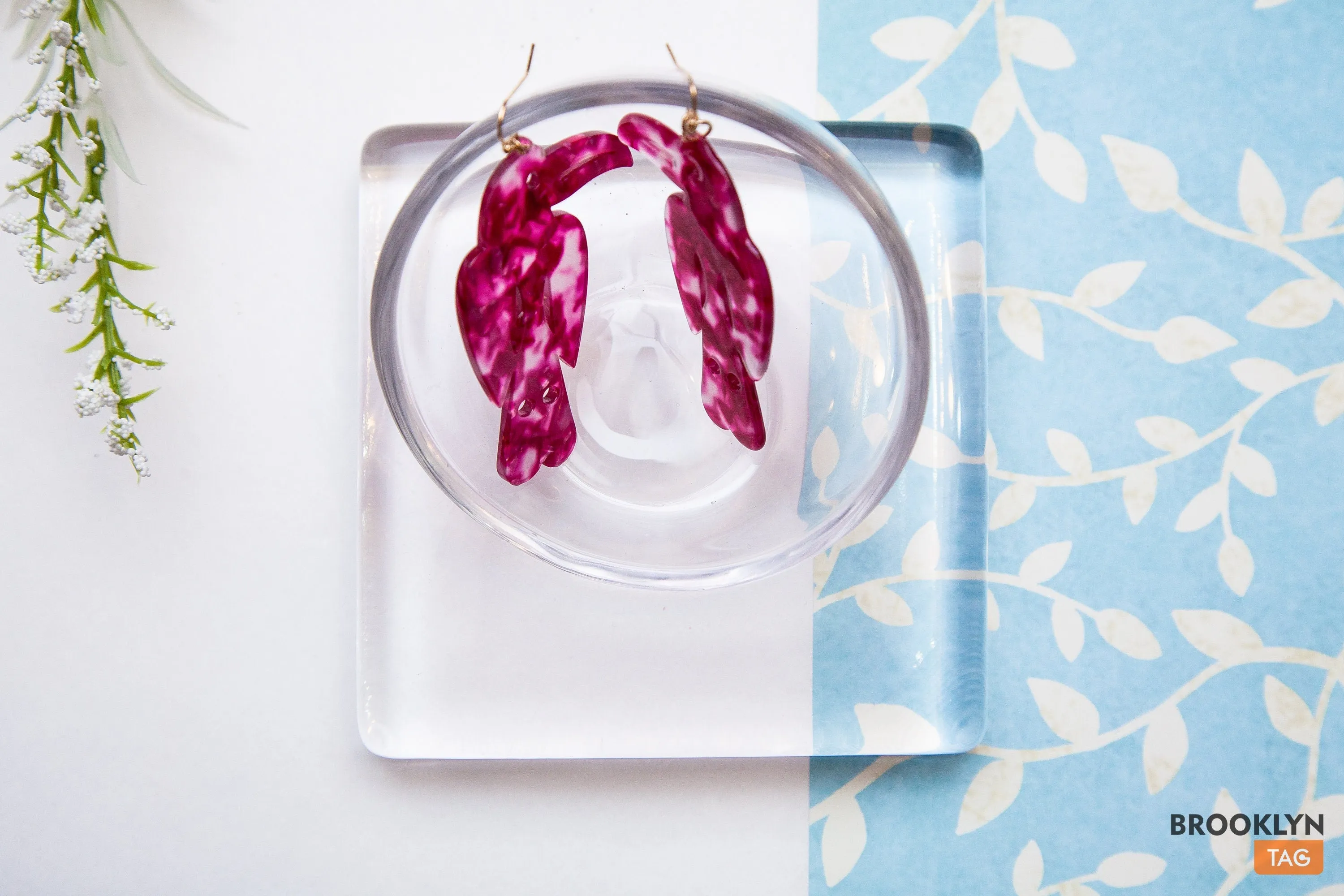 Pink Parrot Acrylic Earrings