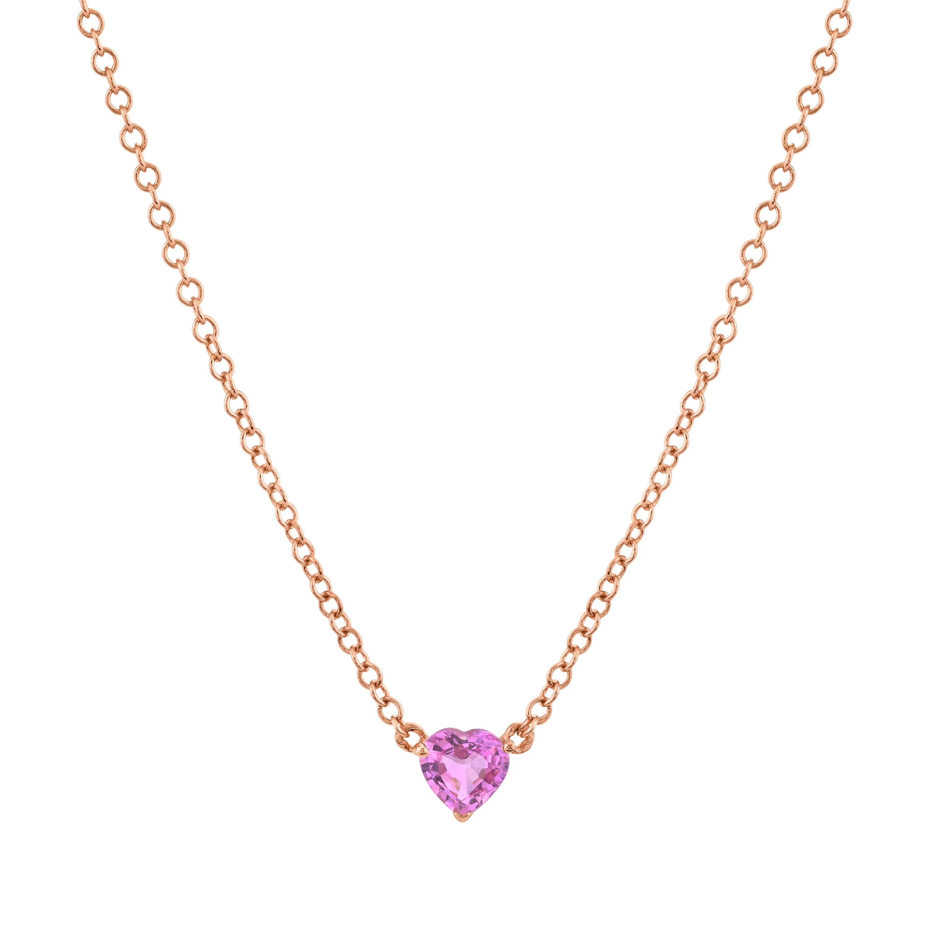 PINK SAPPHIRE SOLITAIRE HEART NECKLACE