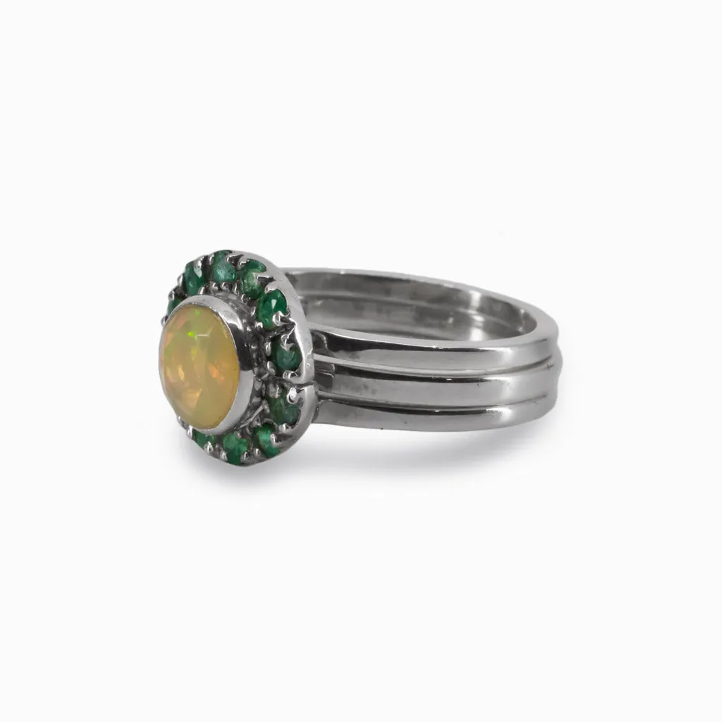 Precious Opal & Emerald Ring