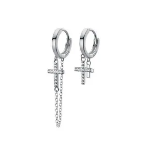 Punk Diamond Cross Chain Hoop Earrings