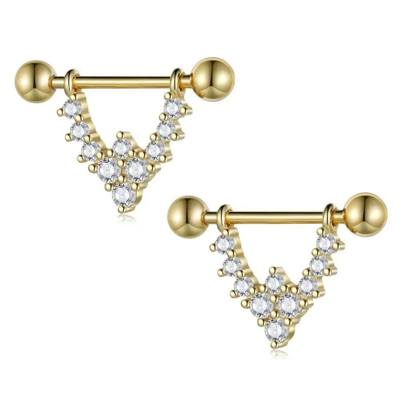 Punk Diamond U-Shaped Screw Earrings