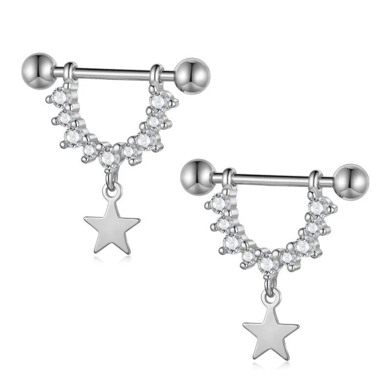 Punk Diamond U-Shaped Screw Earrings