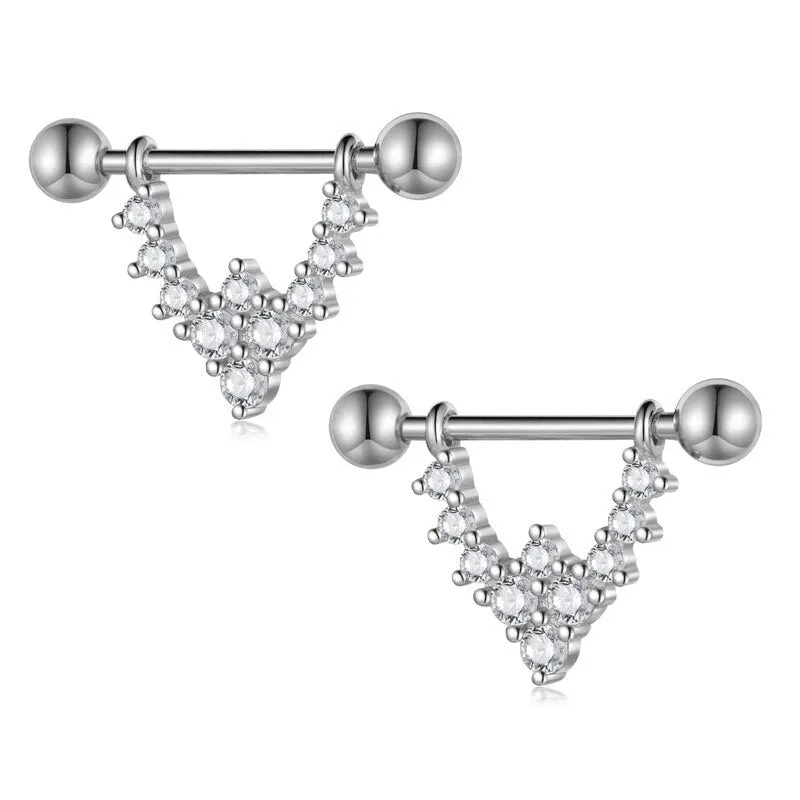 Punk Diamond U-Shaped Screw Earrings