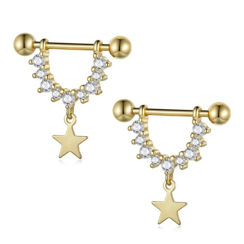 Punk Diamond U-Shaped Screw Earrings