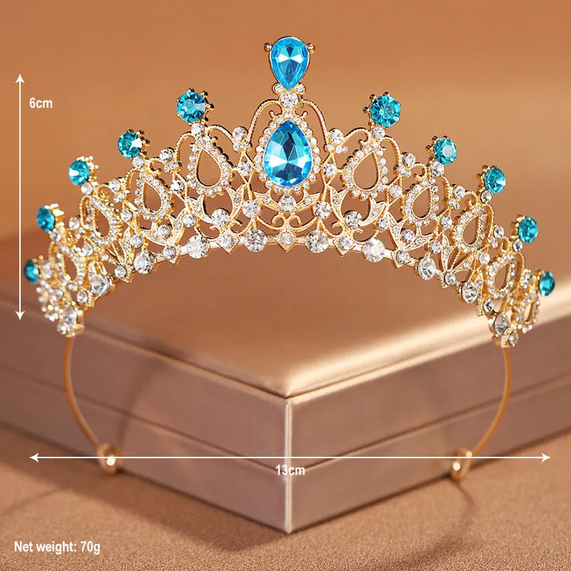 Quality Crystal Bridal Jewelry Sets for Women Fashion Circle Earrings Necklace Set Bride Crown Tiaras Prom dubai jewelry sets