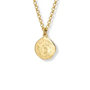 Qui Vit Sans Folie Quote Pendant Yellow Gold