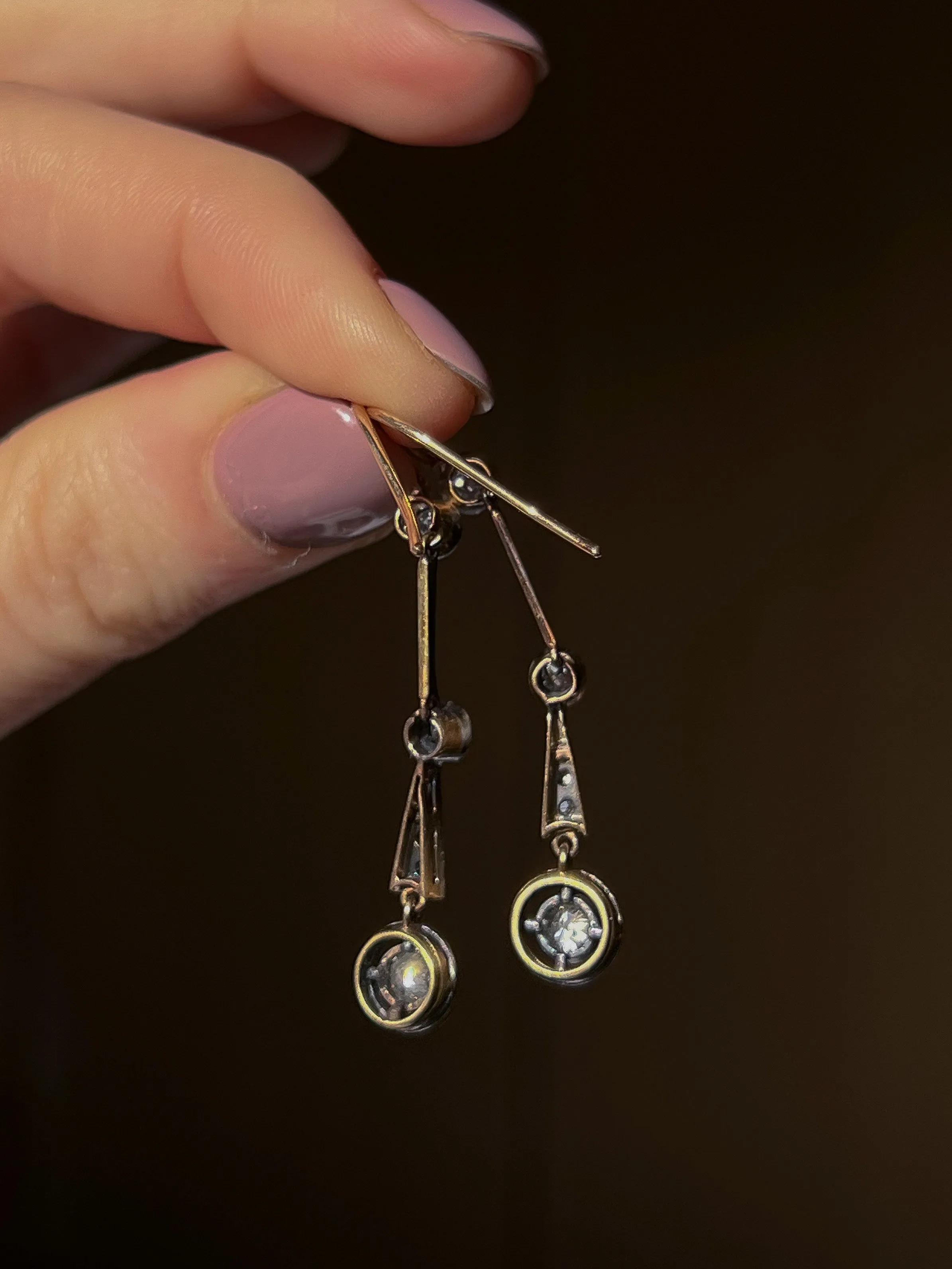 Rare Pair of Edwardian Diamond Earrings Circa 1915