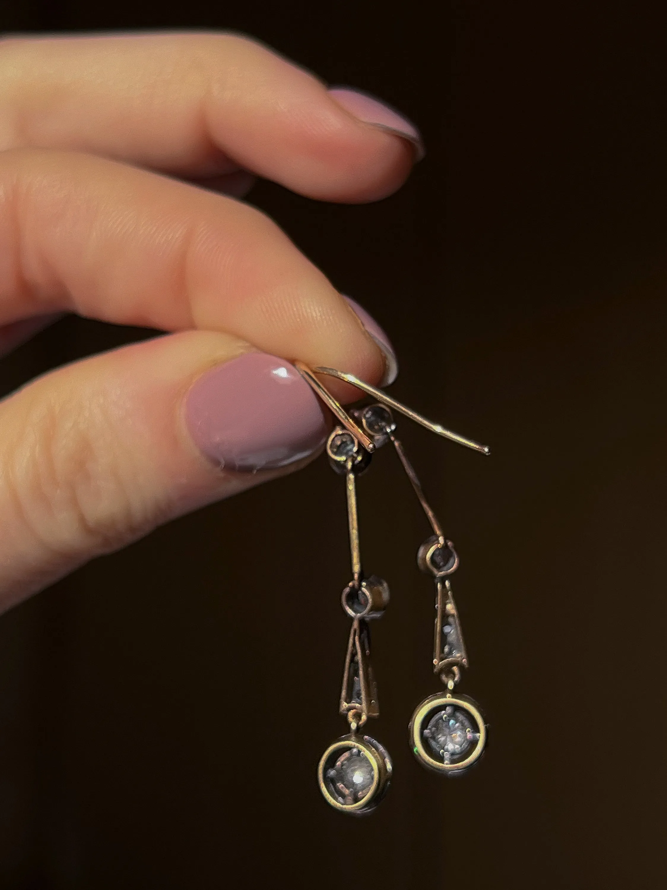 Rare Pair of Edwardian Diamond Earrings Circa 1915