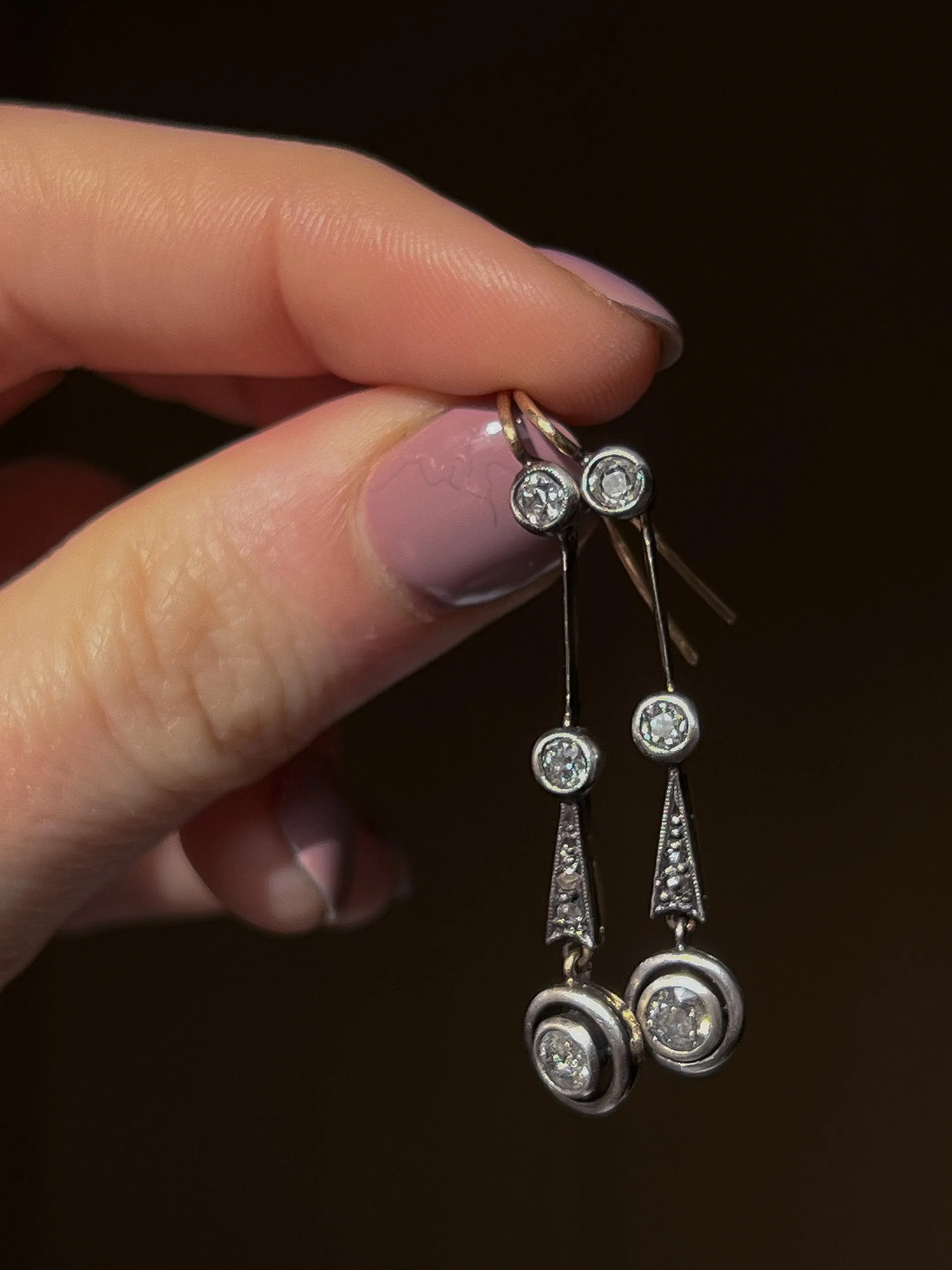 Rare Pair of Edwardian Diamond Earrings Circa 1915