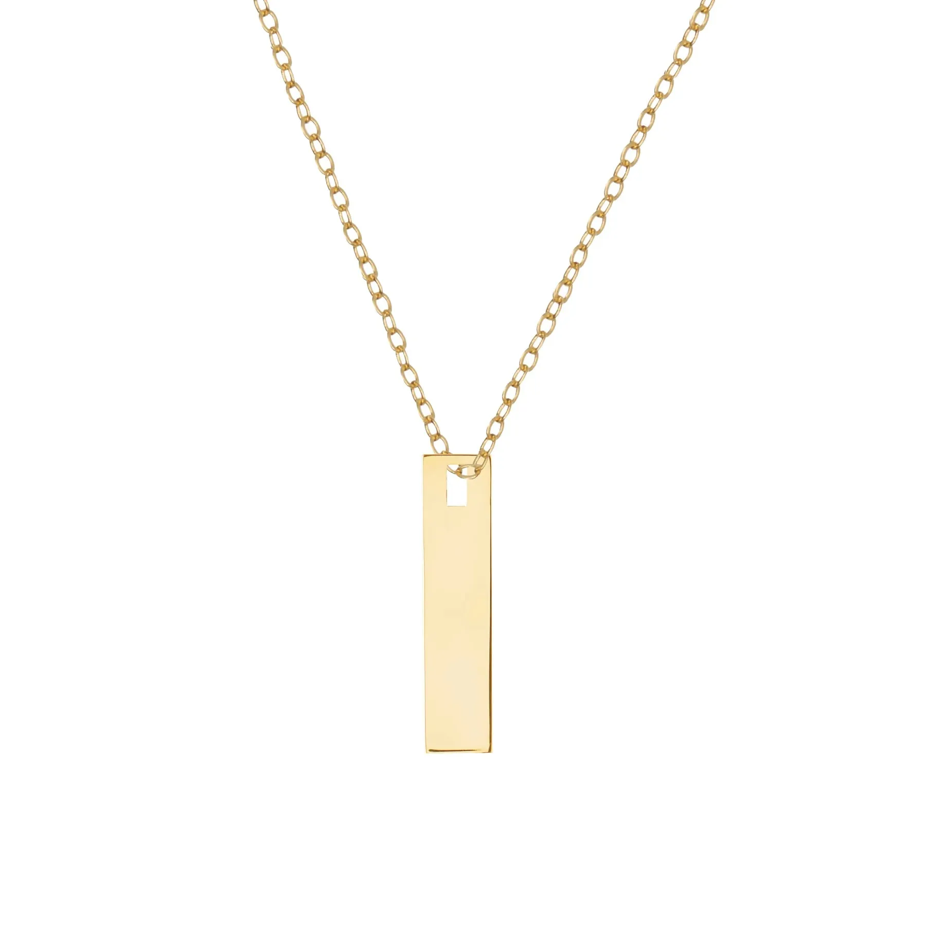 Rectangle Tag Necklace | Brass