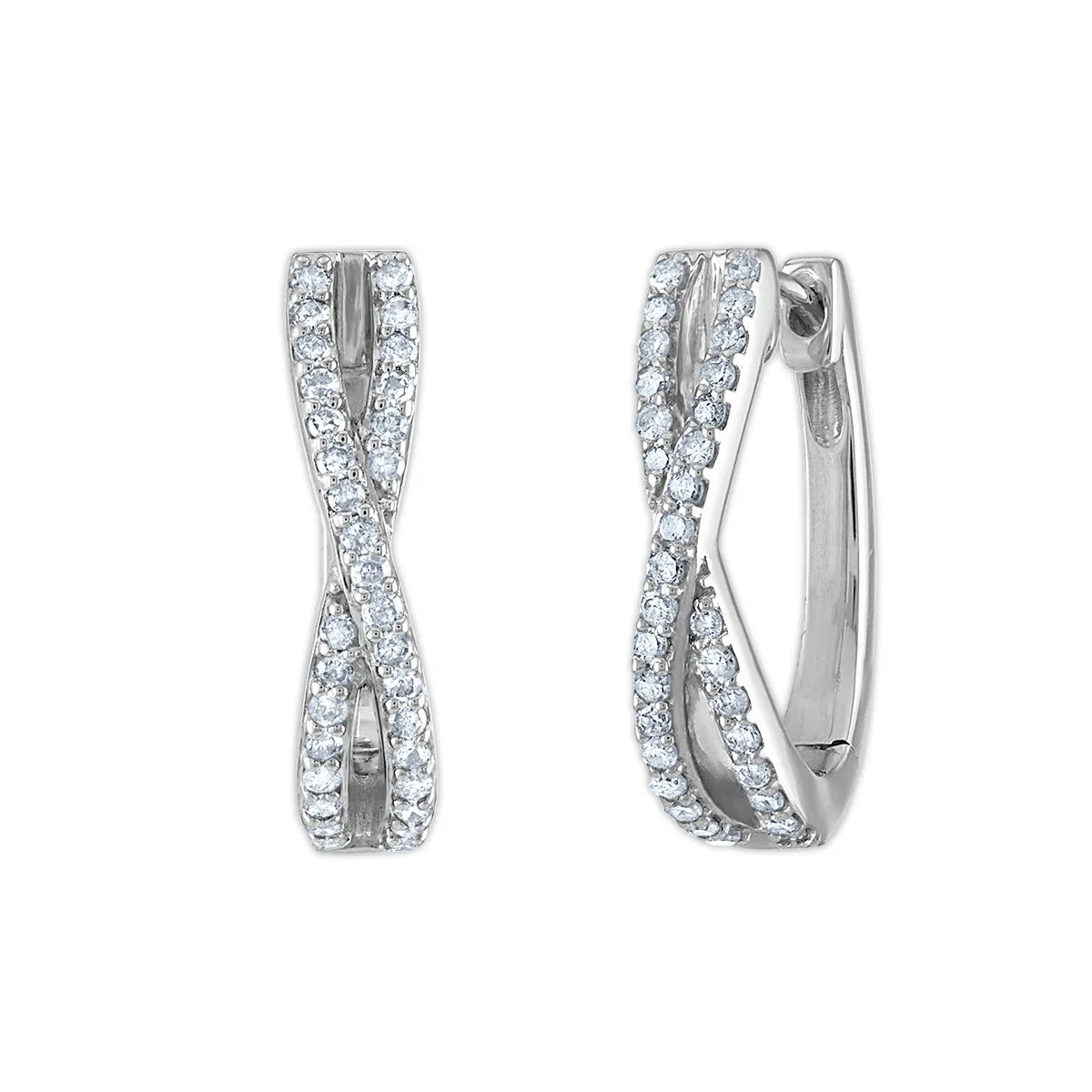 Red Hot Deal 1/2 CTW Diamond Infinity Hoop Earrings in Rhodium Plated Sterling Silver