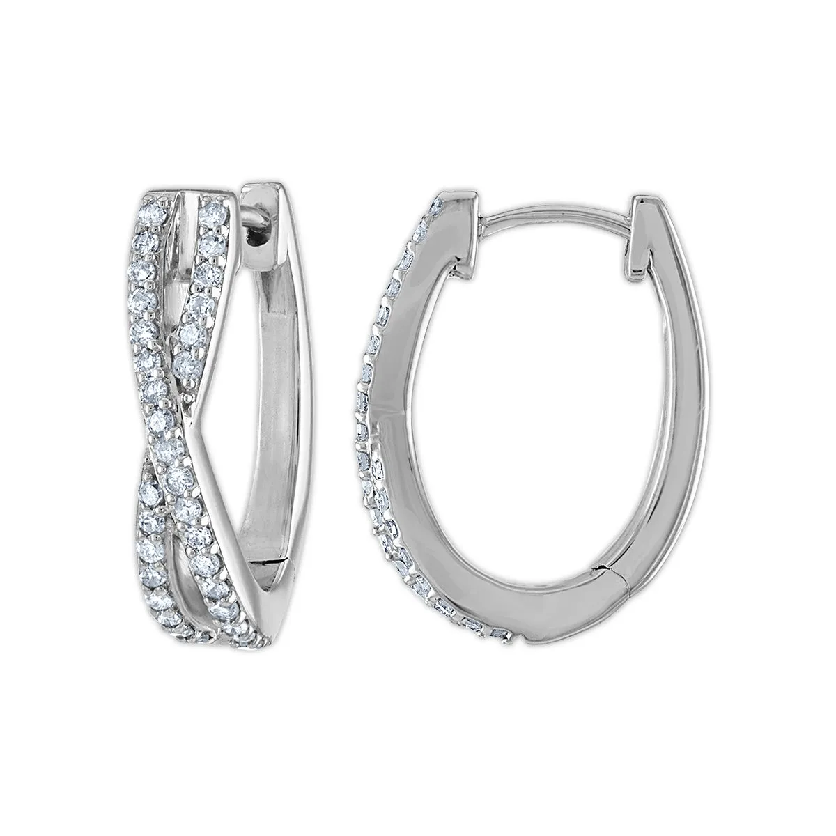 Red Hot Deal 1/2 CTW Diamond Infinity Hoop Earrings in Rhodium Plated Sterling Silver