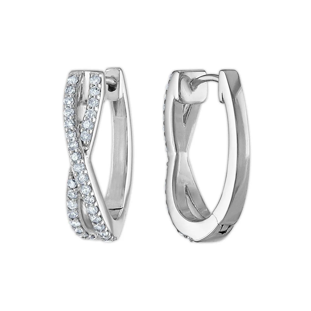 Red Hot Deal 1/2 CTW Diamond Infinity Hoop Earrings in Rhodium Plated Sterling Silver