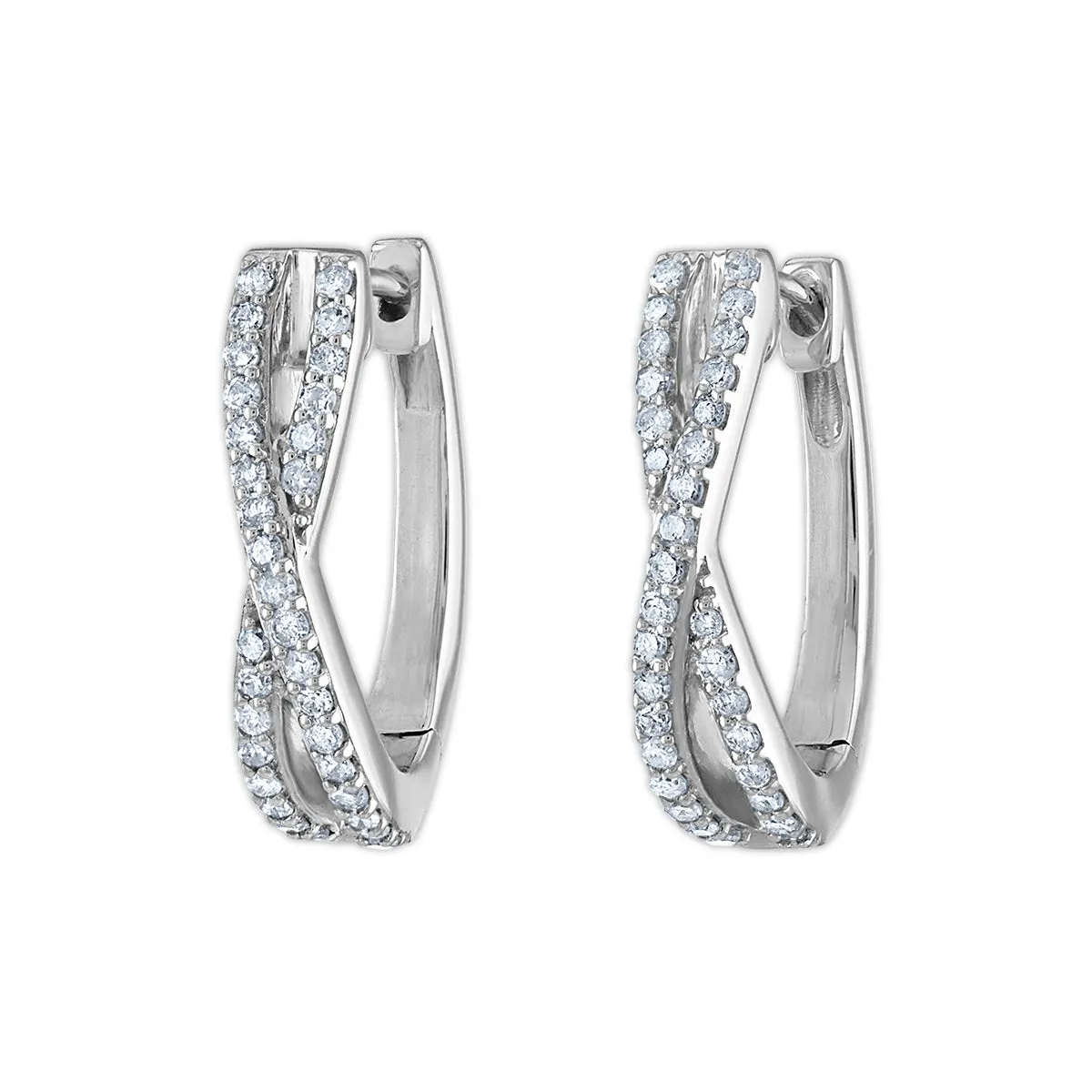 Red Hot Deal 1/2 CTW Diamond Infinity Hoop Earrings in Rhodium Plated Sterling Silver