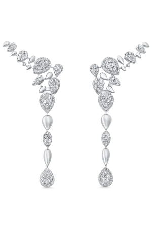 Reverie Couture Ear Crawler Diamond Drop Earrings