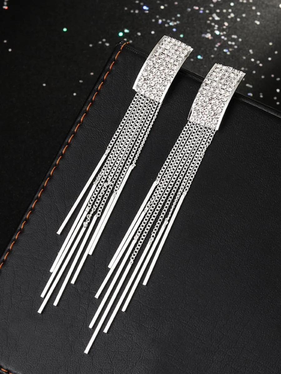 Rhinestones Tassel Earrings MSE033144