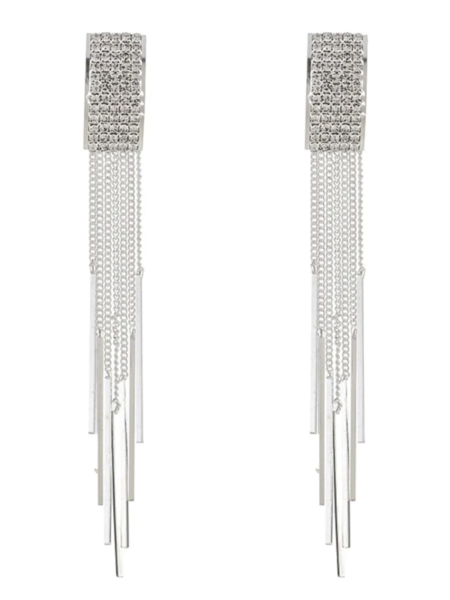 Rhinestones Tassel Earrings MSE033144