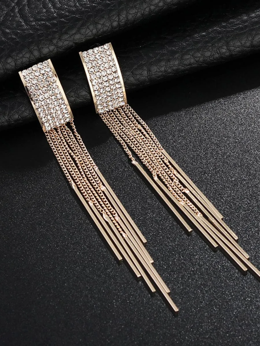 Rhinestones Tassel Earrings MSE033144