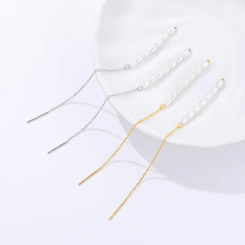 Rice Pearl Linear Earrings