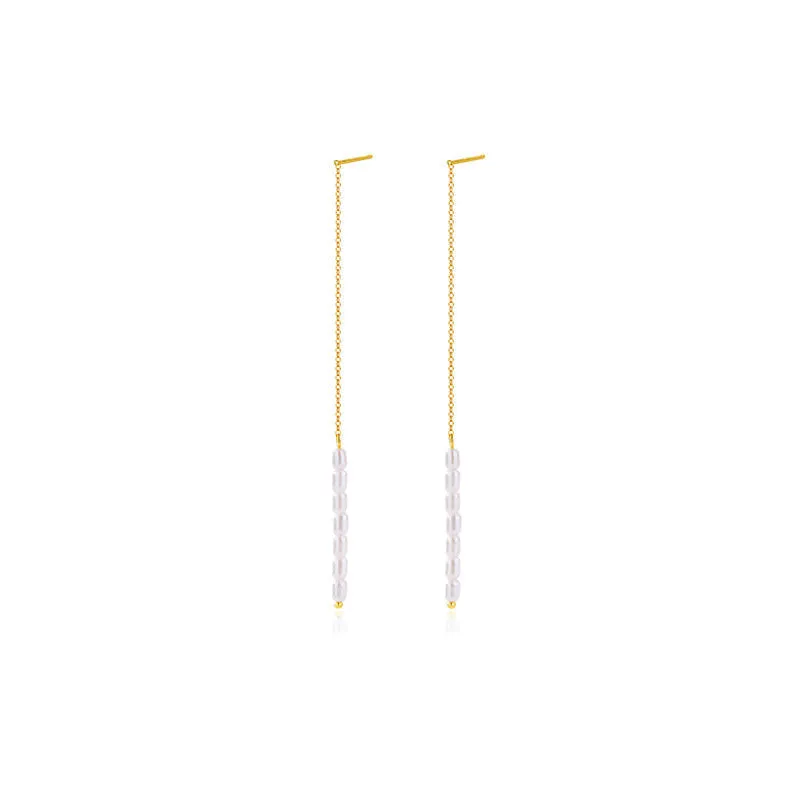 Rice Pearl Linear Earrings