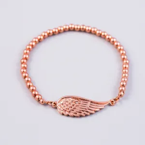 Rose Gold Angel Wing & Metallic Bead Bridal Bracelet