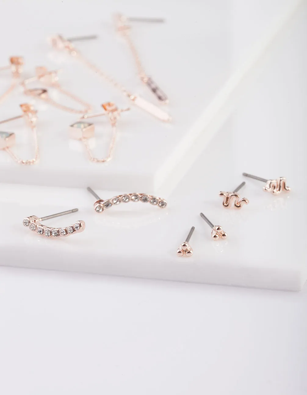 Rose Gold Snake Chain Tassel Earring 6-Pack