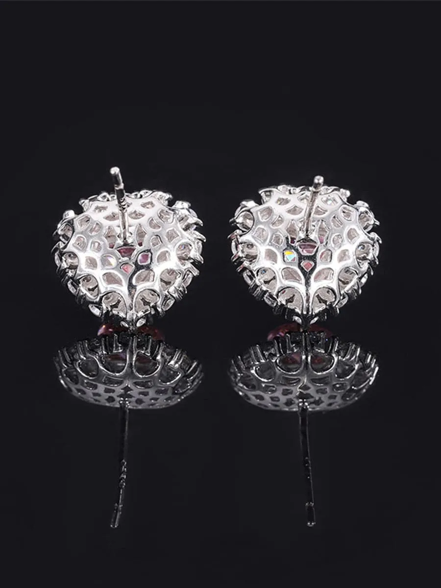 S925 Silver Heart Pink Stud Earrings MSE110809