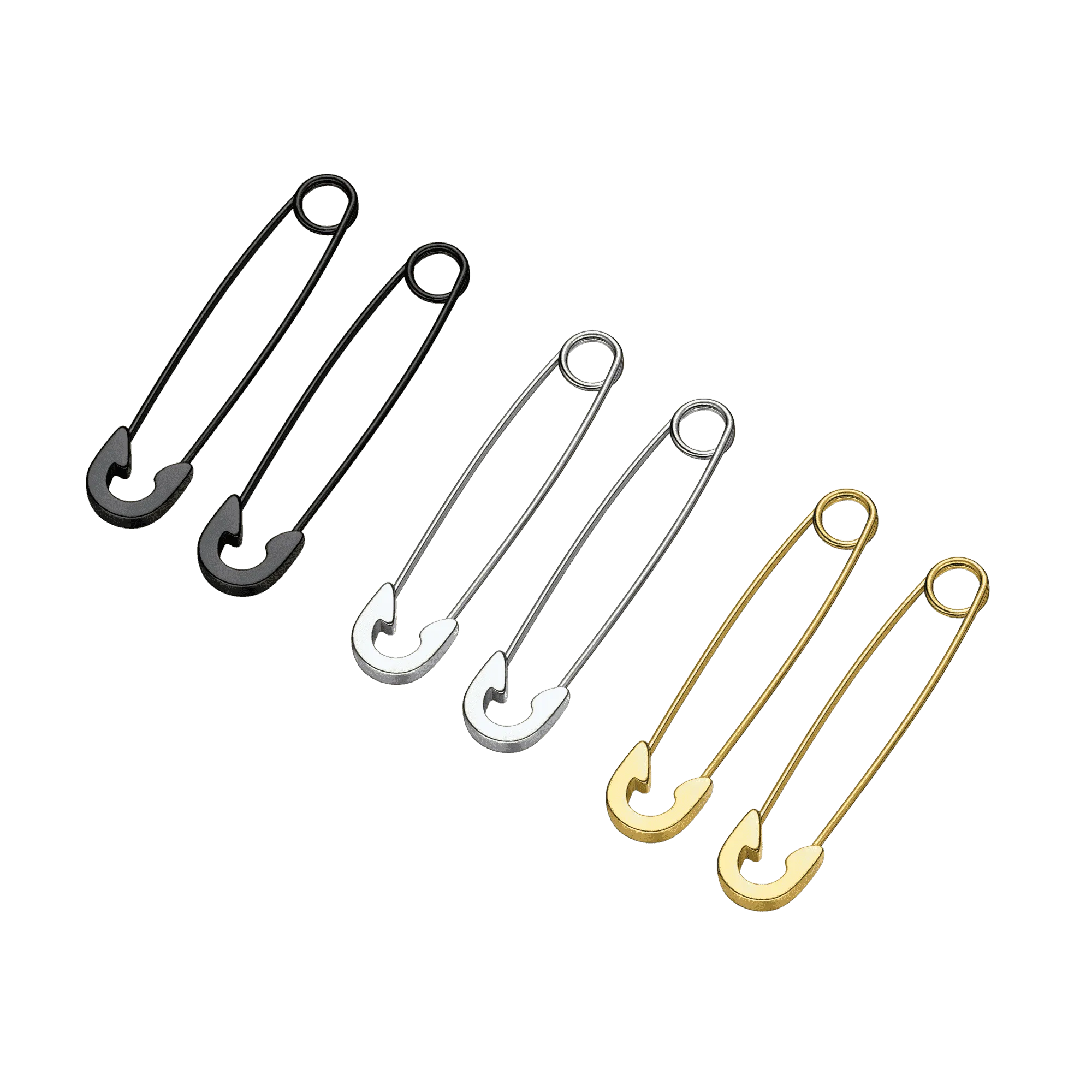 Safety Pin Piercing Earrings Set For Men 3 Pairs