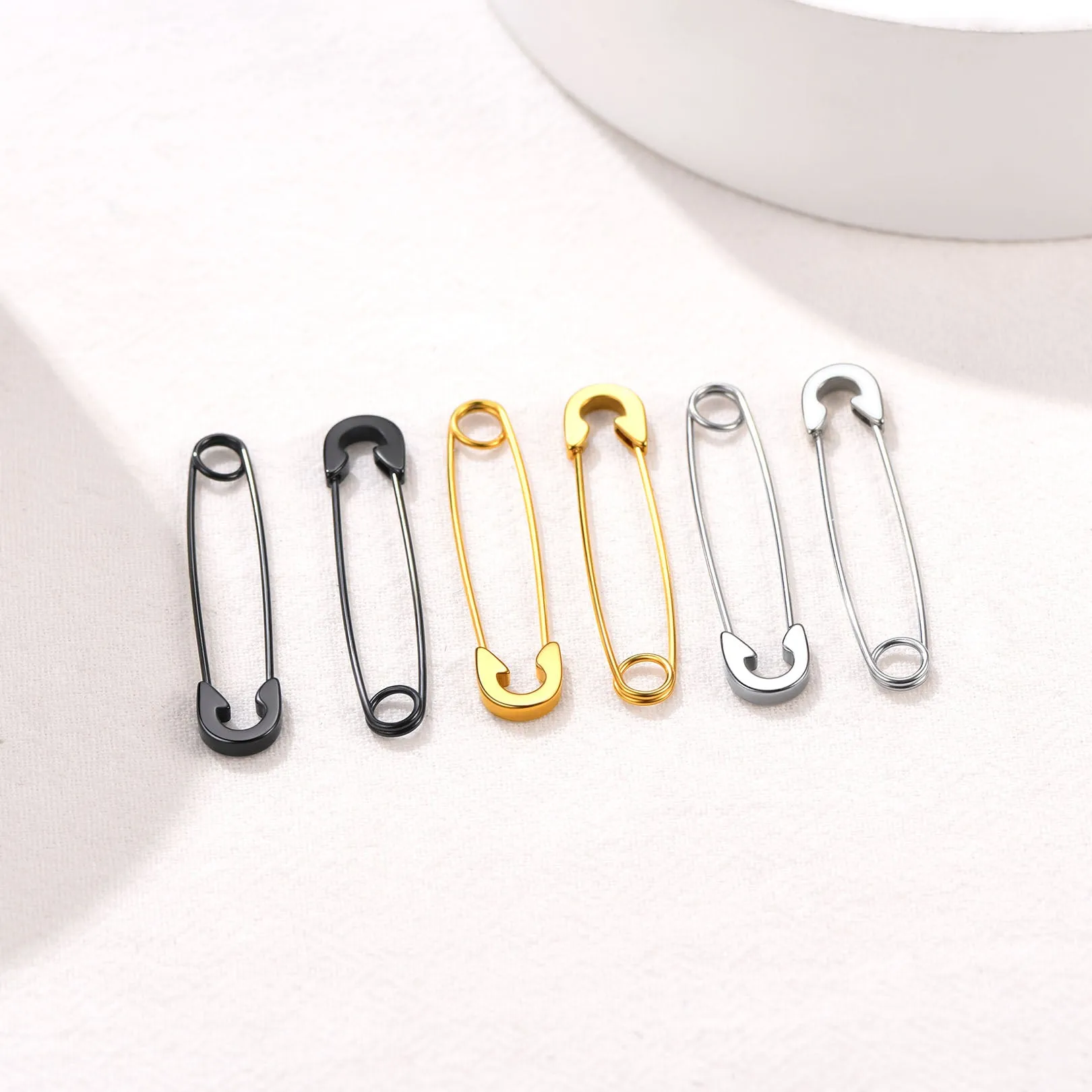 Safety Pin Piercing Earrings Set For Men 3 Pairs