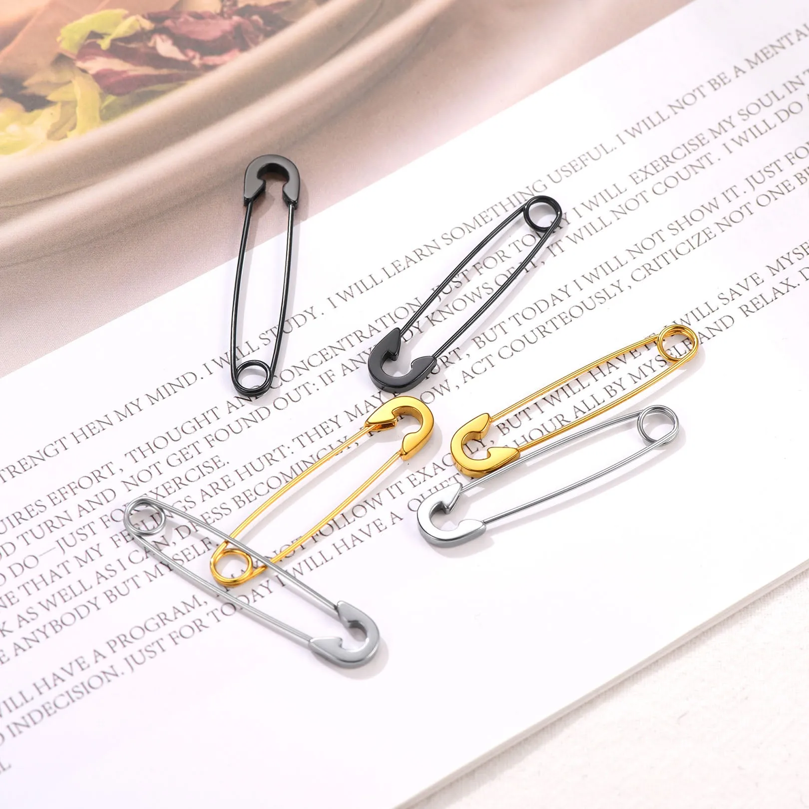 Safety Pin Piercing Earrings Set For Men 3 Pairs