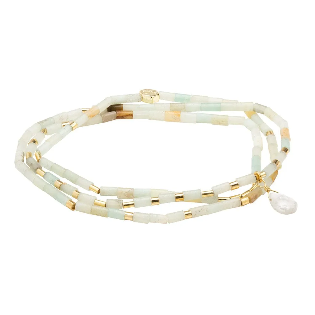 Scout Teardrop Stone Wrap Amazonite/Howlite/Gold