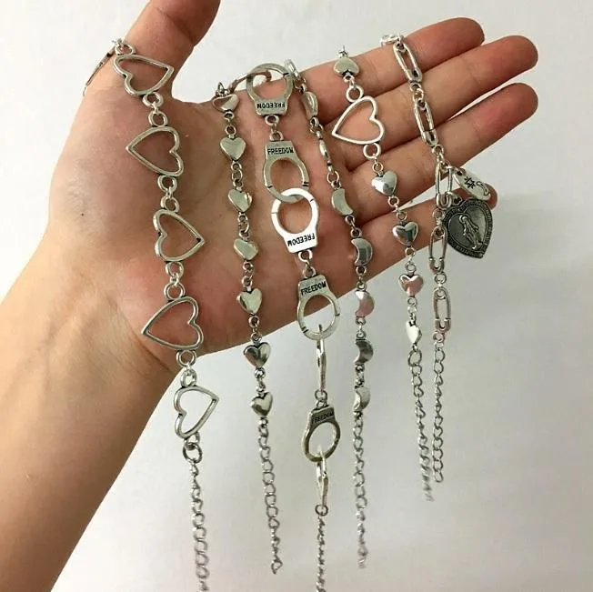 Silver Metallic Punk Style Chain Bracelets