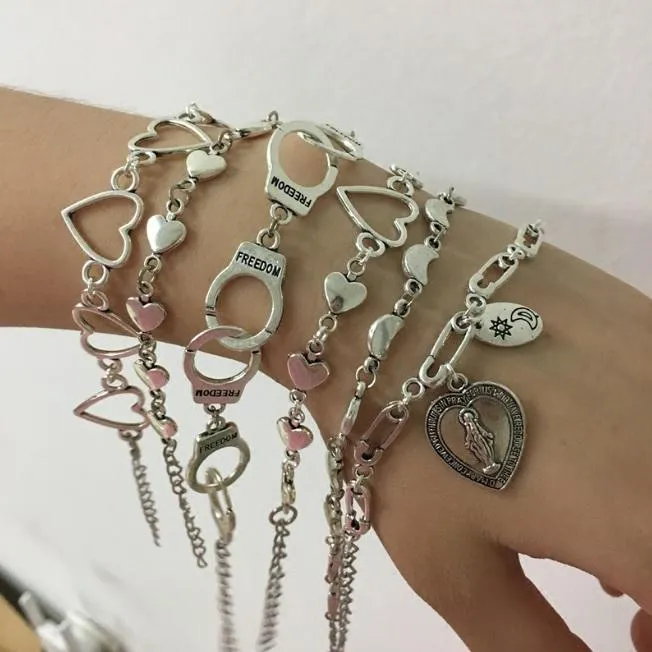 Silver Metallic Punk Style Chain Bracelets