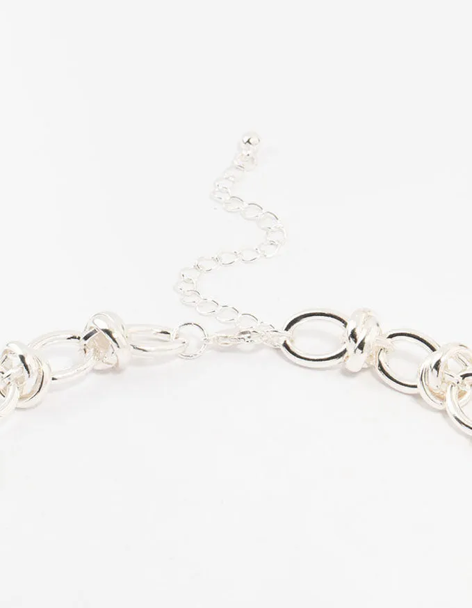 Silver Plated Knotted Chain Necklace