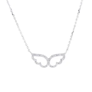 Silver Wings of an Angel Diamond Necklace