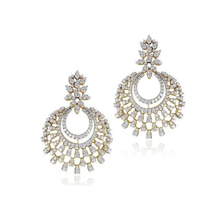 Simulated Diamond Chandbali Chandelier Earrings